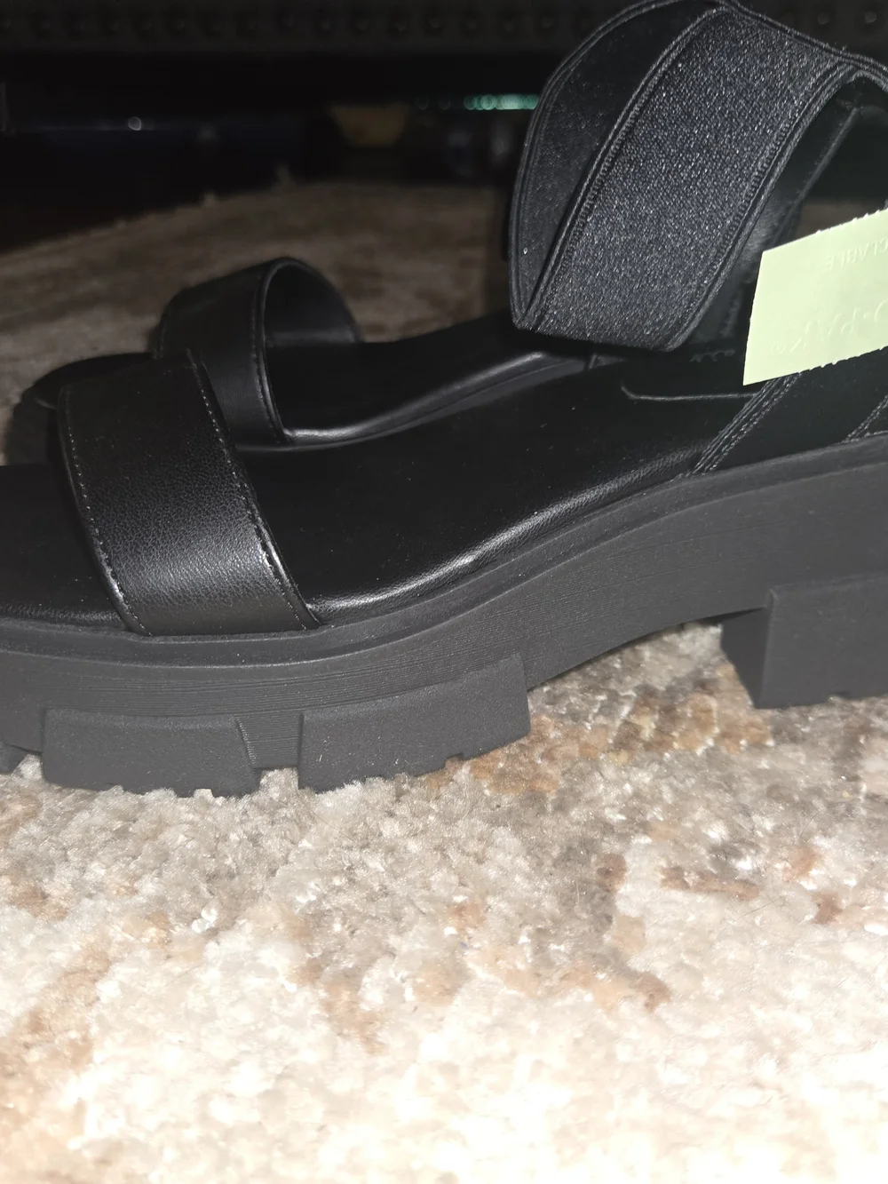 Women's Black Chunky Ankle-Strap Sandal